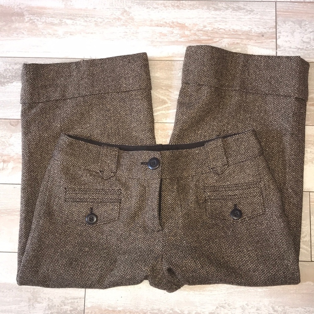 Loft Size 4 Brown Herringbone Wide Leg Capri Pant